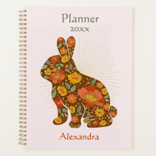 Bunny Gold Glitter Personalized Floral Planner