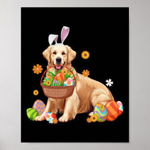 Bunny Golden Retriever Dog Easter Eggs Bysket Boys Poster