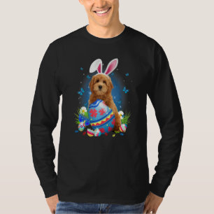 Bunny Goldendoodle With Egg Basket Easter Flower H T-Shirt