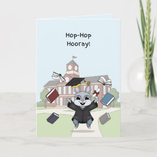 Bunny Graduation Card for Kids | “Hop-Hop Hooray"