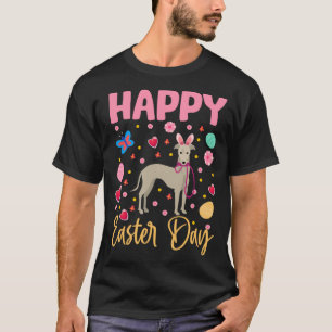Bunny Greyhound Colorful Eggs Hunting Happy Easter T-Shirt