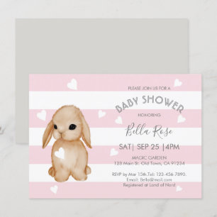 Bunny Gris Rose Bébé Douche Invitations