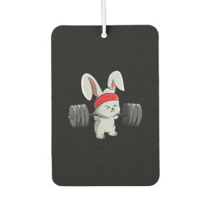 Bunny Gym Rabbit Ness Weightlifting Funny Art Air Freshener