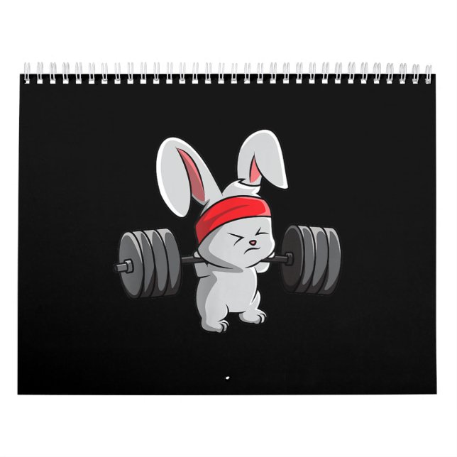 Bunny Gym Rabbit Ness Weightlifting Funny Art Calendar (Cover)