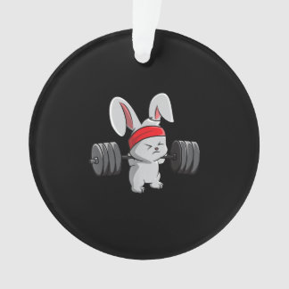 Bunny Gym Rabbit Ness Weightlifting Funny Art Ornament