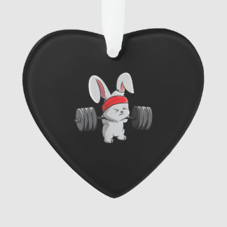 Bunny Gym Rabbit Ness Weightlifting Funny Art Ornament