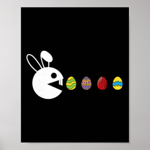 Bunny Happy Easter Egg Hunting Video-game Gamer  Poster