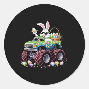 Bunny Happy Easter Monster Truck Lovers Kids Boys Classic Round Sticker