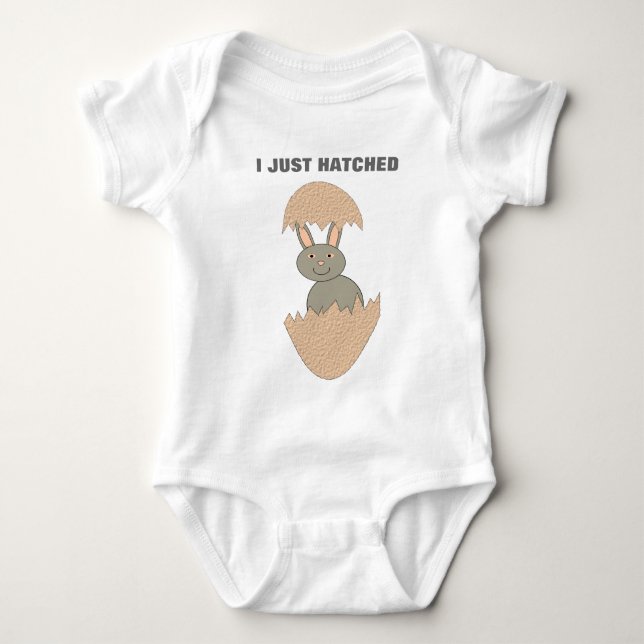 Bunny Hatching From Egg Cute Just Hatched Custom B Baby Bodysuit (Front)