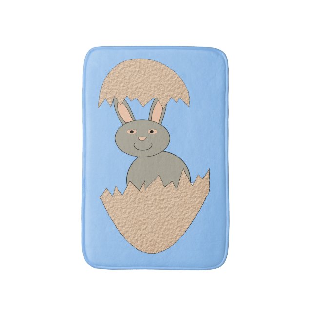 Bunny Hatching from Egg Weird Bath Mat (Front Vertical)
