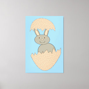Bunny Hatching from Egg Weird Canvas Print