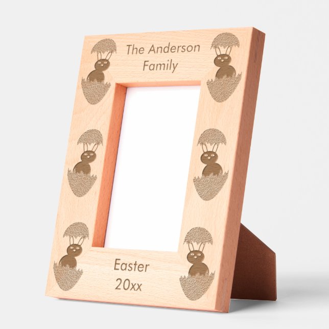 Bunny Hatching from Egg Weird Custom Family Name Etched Frames (Left)