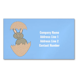 Bunny Hatching from Egg Weird Custom Magnetic Business Card