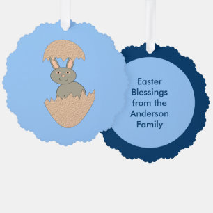 Bunny Hatching from Egg Weird Custom Ornament Card