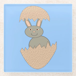 Bunny Hatching from Egg Weird Glass Coaster