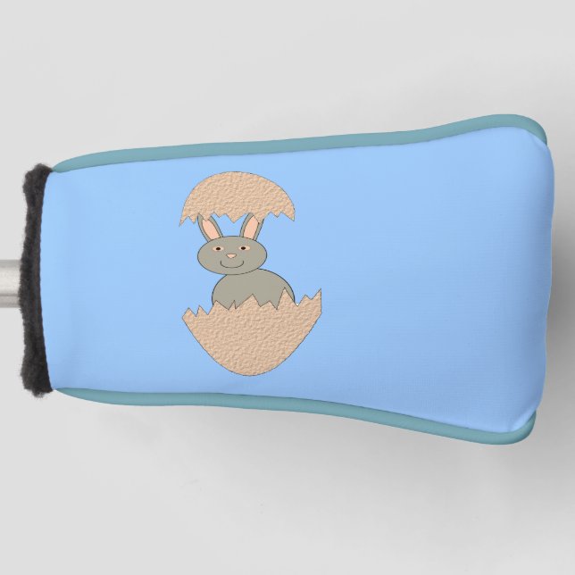 Bunny Hatching from Egg Weird Golf Putter Cover (Front)