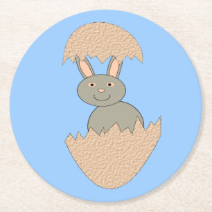 Bunny Hatching from Egg Weird Paper Coasters