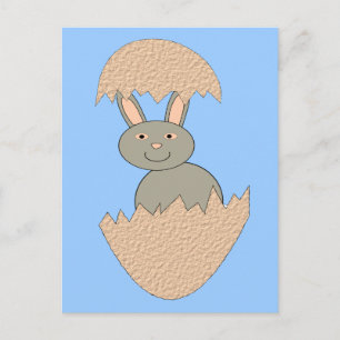 Bunny Hatching From Egg Weird Postcard