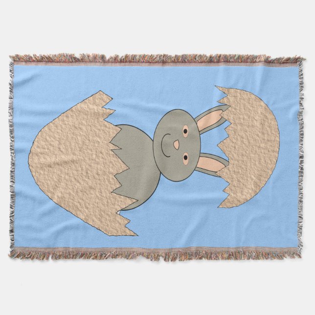 Bunny Hatching from Egg Weird Throw Blanket (Front)