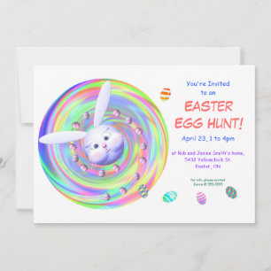 Bunny Headspin Easter Egg Hunt Party Invitation