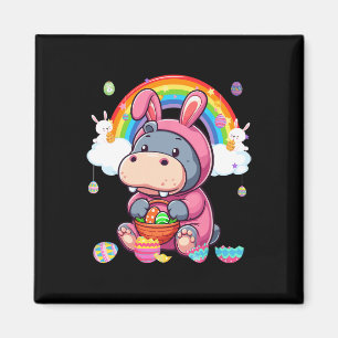 Bunny Hippo Easter Hunting Eggs Basket Colourful R Magnet