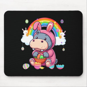 Bunny Hippo Easter Hunting Eggs Basket Colourful R Mouse Pad
