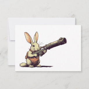bunny holding big rifle card