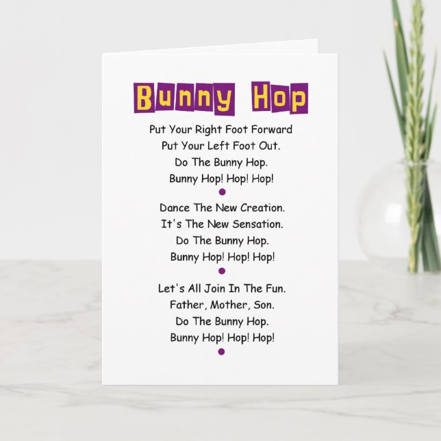 Bunny Hop Lyrics Carte de Pâques Personnaliser It! (Devant)