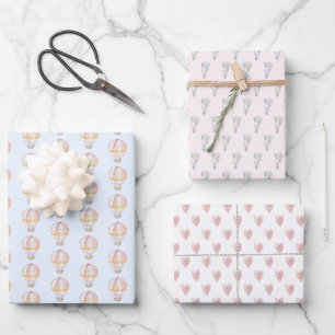 Bunny Hot Air Balloon  Wrapping Paper Sheet