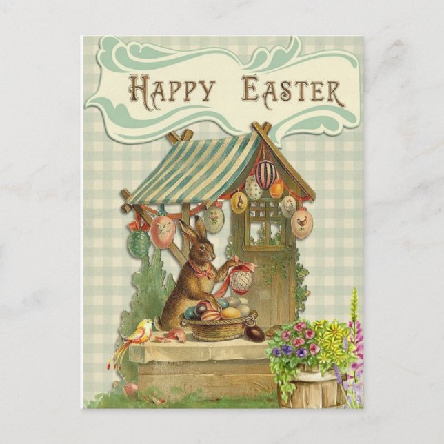 Bunny House Happy Easter Postcard (Front)