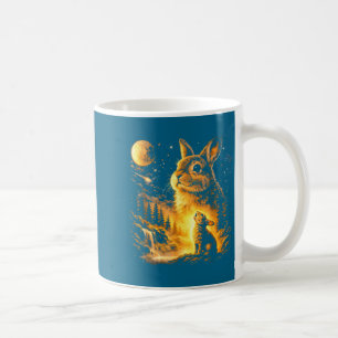 Bunny howling to the moon vintage 90s animal coffee mug