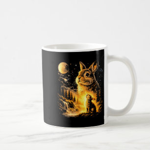 Bunny howling to the moon vintage 90s animal coffee mug