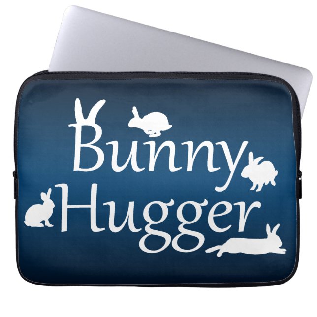 Bunny Hugger Laptop Sleeve (Dark/Light Blue) (Front)