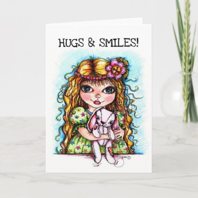 Bunny Hugs and Smiles Greeting Card (Front)