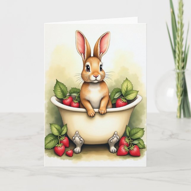 Bunny In A Basin Cute Art Card (Front)