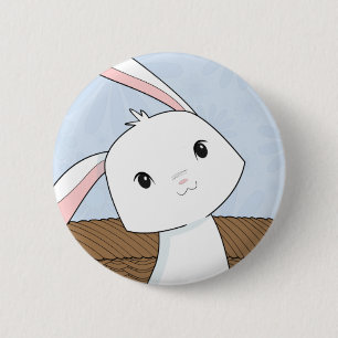 Bunny in a Basket Closeup Easter Button