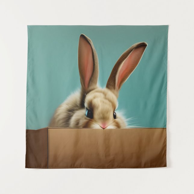 Bunny in a Box Tapestry (Front)