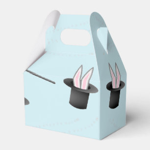 Bunny in a hat with magic wand blue favor box