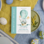 Bunny In A Hot Balloon-Egg Hunt & Brunch Invite<br><div class="desc">A cute easter bunny in a hut balloon with flowers and a basket,  a customizable invitation for an egg hunt,  and a brunch.</div>