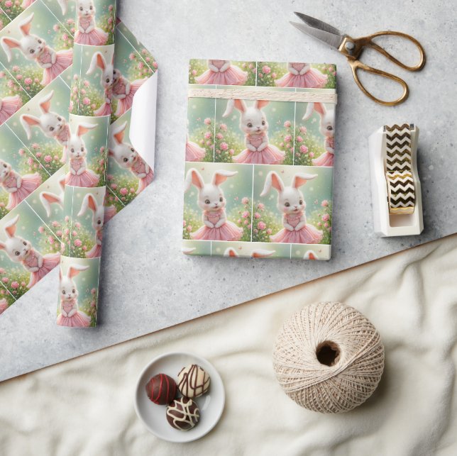 Bunny In a Pink Dress Wrapping Paper (Crafts)