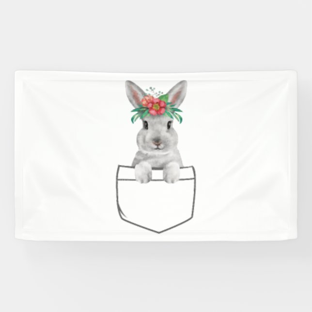 Bunny in a Pocket Easter Rabbit Banner (Horizontal)
