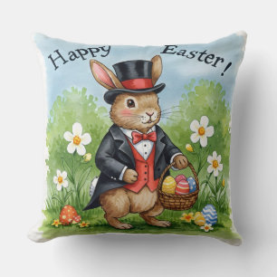 Bunny in a Tailcoat and Top Hat  Throw Pillow
