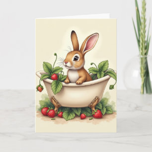 Bunny In A Tub Cute Card