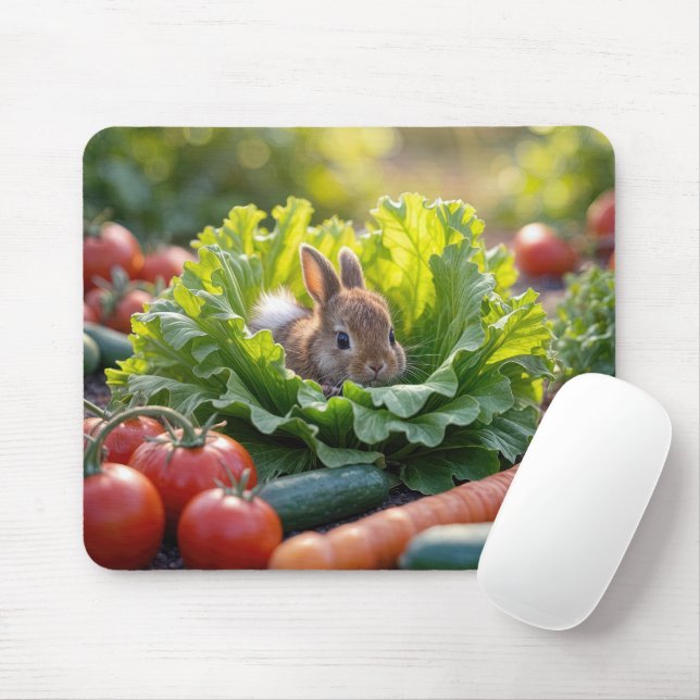 Bunny In a Vegetable Garden Mouse Pad (With Mouse)