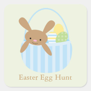 Bunny in Basket Easter Brunch Square Sticker