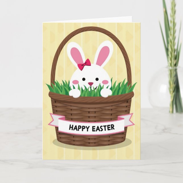 Bunny In Basket Greeting Card (Front)