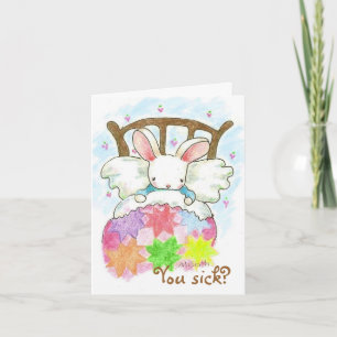 bunny in bed You sick? card