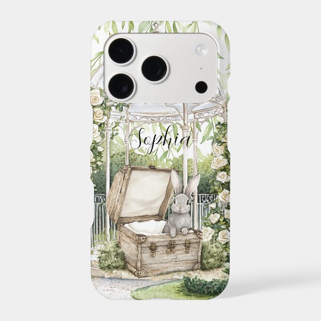 Bunny in Chest Green Leaves Floral (Back)