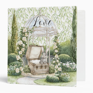 Bunny in Chest Green Leaves Floral Binder