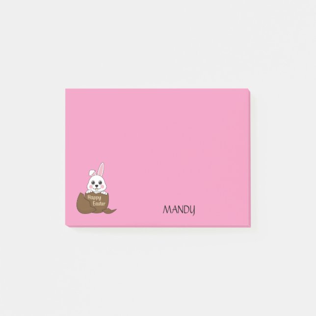 Bunny in Chocolate Egg Happy Easter | Personalize Post-it Notes (Front)